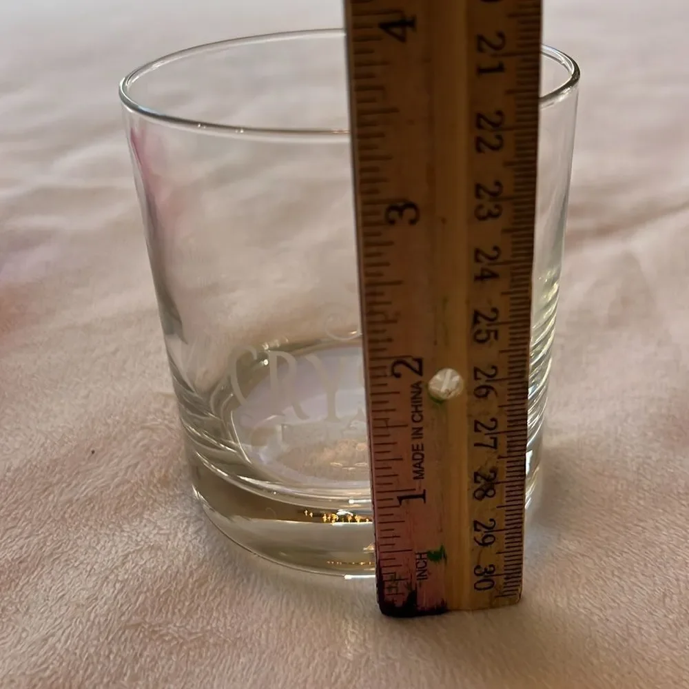 Crystal Cruises Rocks Glass 8 Oz 1 1/2 In Tall 3 Inches Round Clear White Letter